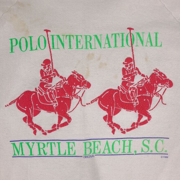 Vintage 1989 Polo International Myrtle Beach SC Sweatshirt Adult XL White USA - Picture 11 of 16
